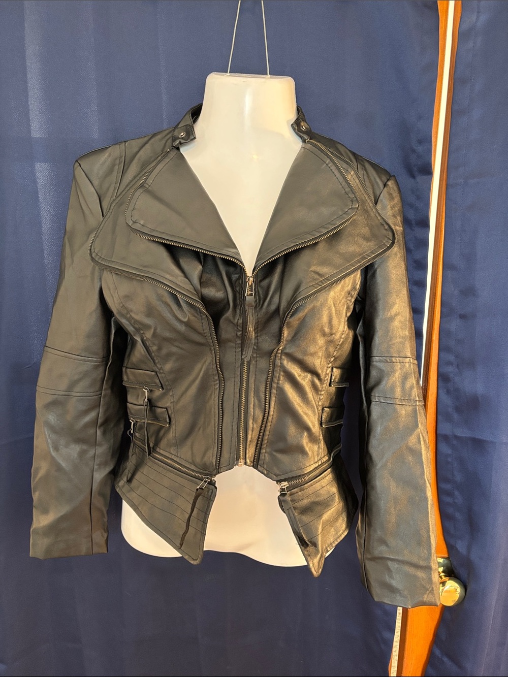 Women's Black Faux Leather Moto Jacket